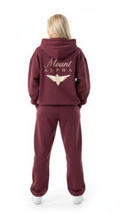 Heavyweight Full-Zip Unisex Woman Hoodie - Red Burgund/Velvet Off White - Mount Alpha Clothing®