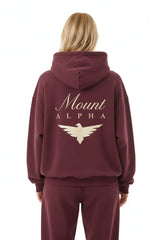 Heavyweight Full-Zip Unisex Woman Hoodie - Red Burgund/Velvet Off White - Mount Alpha Clothing®