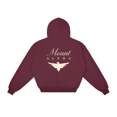 Heavyweight Full-Zip Unisex Woman Hoodie - Red Burgund/Velvet Off White - Mount Alpha Clothing®