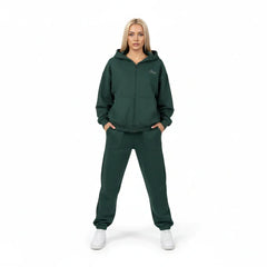 Heavyweight Full-Zip Unisex Woman Hoodie - Green/Velvet Off White - Mount Alpha Clothing®