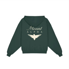 Heavyweight Full-Zip Unisex Woman Hoodie - Green/Velvet Off White - Mount Alpha Clothing®