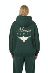 Heavyweight Full-Zip Unisex Woman Hoodie - Green/Velvet Off White - Mount Alpha Clothing®