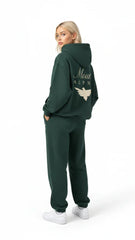 Heavyweight Full-Zip Unisex Woman Hoodie - Green/Velvet Off White - Mount Alpha Clothing®