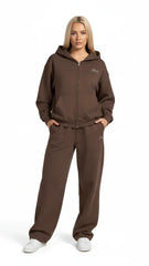 Heavyweight Full-Zip Unisex Woman Hoodie - Brown/Velvet Off White - Mount Alpha Clothing®