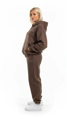 Heavyweight Full-Zip Unisex Woman Hoodie - Brown/Velvet Off White - Mount Alpha Clothing®