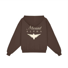 Heavyweight Full-Zip Unisex Woman Hoodie - Brown/Velvet Off White - Mount Alpha Clothing®