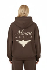 Heavyweight Full-Zip Unisex Woman Hoodie - Brown/Velvet Off White - Mount Alpha Clothing®