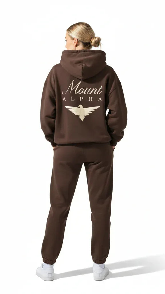 Heavyweight Full-Zip Unisex Woman Hoodie - Brown/Velvet Off White - Mount Alpha Clothing®