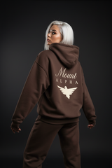 Heavyweight Full-Zip Unisex Woman Hoodie - Brown/Velvet Off White - Mount Alpha Clothing®
