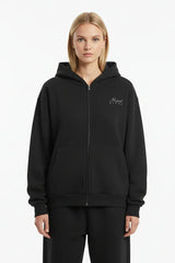 Heavyweight Full-Zip Unisex Woman Hoodie - Black/Velvet Off White - Mount Alpha Clothing®
