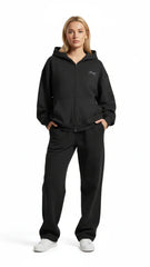 Heavyweight Full-Zip Unisex Woman Hoodie - Black/Velvet Off White - Mount Alpha Clothing®