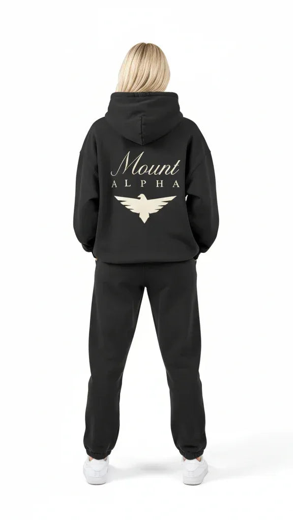 Heavyweight Full-Zip Unisex Woman Hoodie - Black/Velvet Off White - Mount Alpha Clothing®