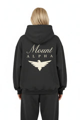 Heavyweight Full-Zip Unisex Woman Hoodie - Black/Velvet Off White - Mount Alpha Clothing®