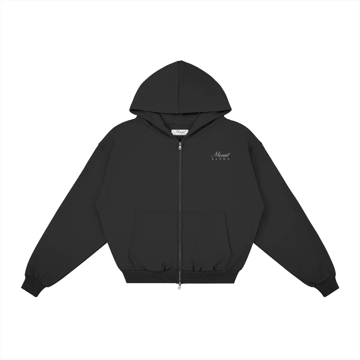 Heavyweight Full-Zip Unisex Woman Hoodie - Black/Velvet Off White - Mount Alpha Clothing®
