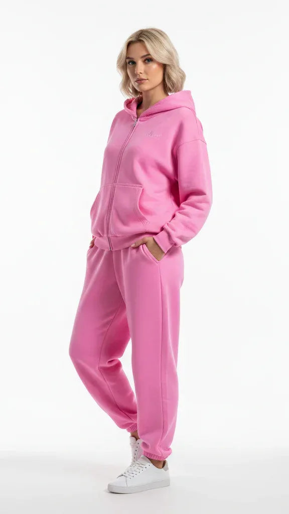 Heavyweight Full-Zip Unisex Woman Hoodie - Pink/Velvet White - Mount Alpha Clothing®