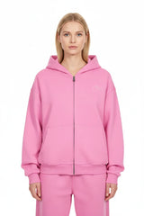 Heavyweight Full-Zip Unisex Woman Hoodie - Pink/Velvet White - Mount Alpha Clothing®