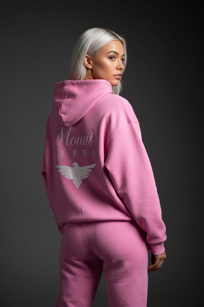 Heavyweight Full-Zip Unisex Woman Hoodie - Pink/Velvet White - Mount Alpha Clothing®