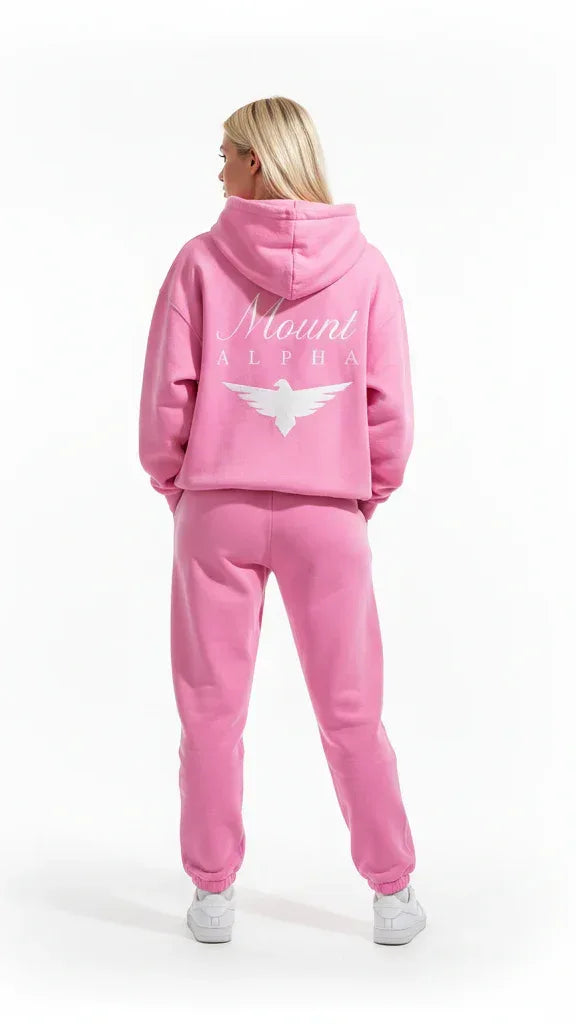 Heavyweight Full-Zip Unisex Woman Hoodie - Pink/Velvet White - Mount Alpha Clothing®