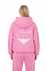 Heavyweight Full-Zip Unisex Woman Hoodie - Pink/Velvet White - Mount Alpha Clothing®