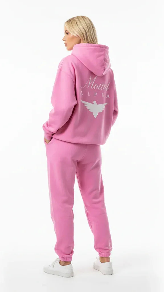 Heavyweight Full-Zip Unisex Woman Hoodie - Pink/Velvet White - Mount Alpha Clothing®