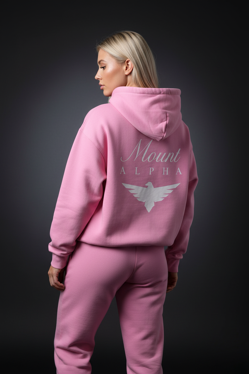 Heavyweight Full-Zip Unisex Woman Hoodie - Pink/Velvet White - Mount Alpha Clothing®