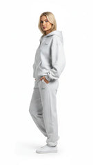 Heavyweight Full-Zip Unisex Woman Hoodie - Light Gray/Velvet Green - Mount Alpha Clothing®