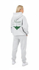 Heavyweight Full-Zip Unisex Woman Hoodie - Light Gray/Velvet Green - Mount Alpha Clothing®