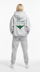 Heavyweight Full-Zip Unisex Woman Hoodie - Light Gray/Velvet Green - Mount Alpha Clothing®