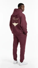 Heavyweight Full-Zip Unisex Men Hoodie - Red Burgund/Velvet Off White - Mount Alpha Clothing®