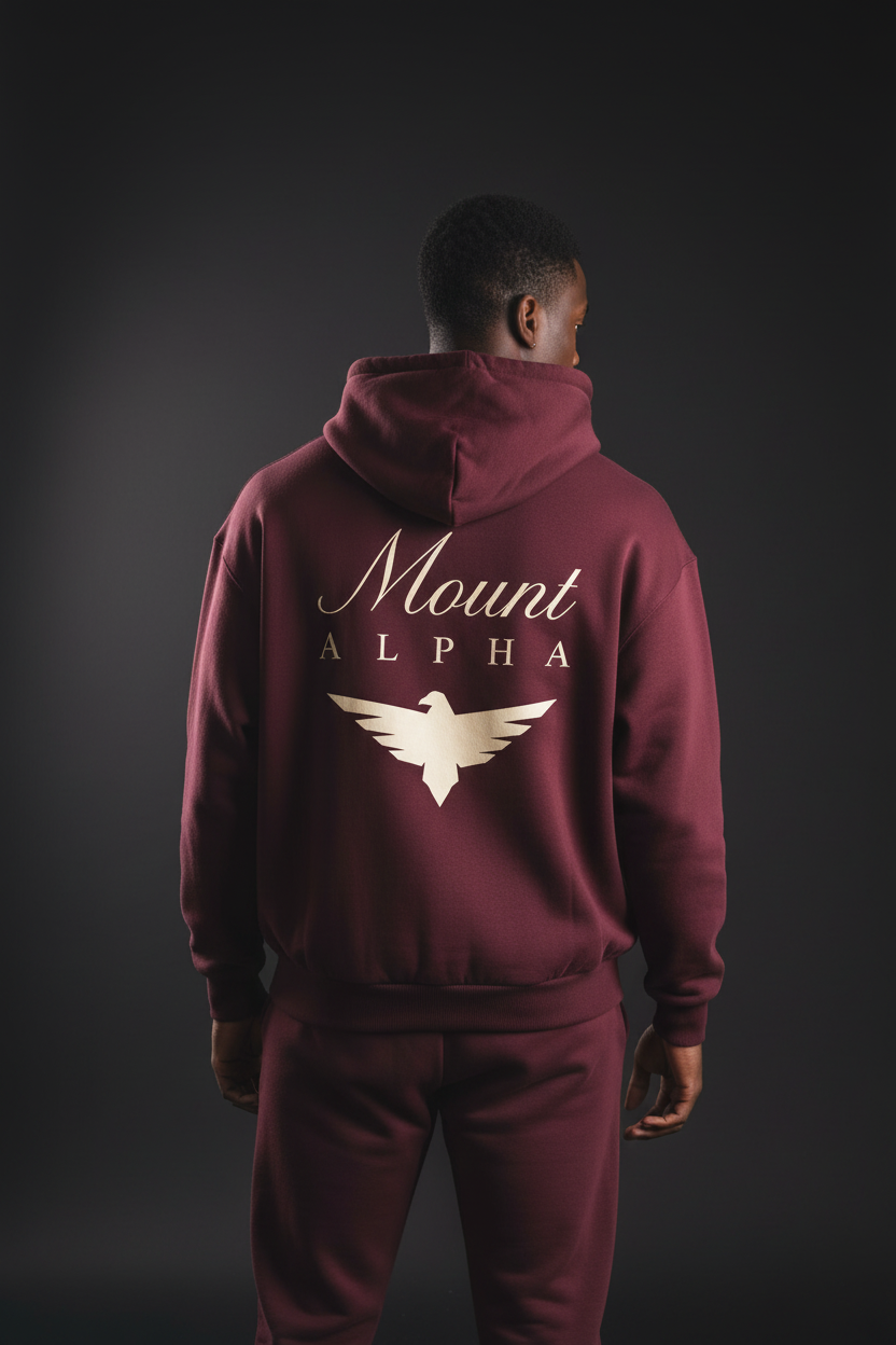 Heavyweight Full-Zip Unisex Men Hoodie - Red Burgund/Velvet Off White - Mount Alpha Clothing®