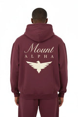 Heavyweight Full-Zip Unisex Men Hoodie - Red Burgund/Velvet Off White - Mount Alpha Clothing®