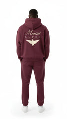 Heavyweight Full-Zip Unisex Men Hoodie - Red Burgund/Velvet Off White - Mount Alpha Clothing®