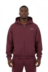 Heavyweight Full-Zip Unisex Men Hoodie - Red Burgund/Velvet Off White - Mount Alpha Clothing®