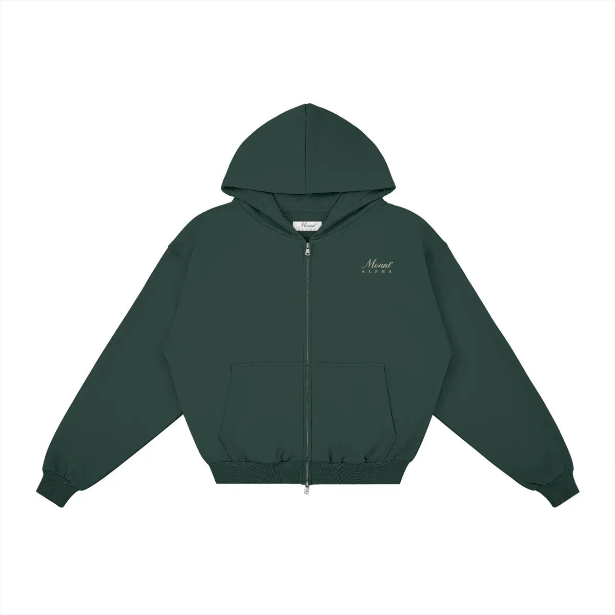 Heavyweight Full-Zip Unisex Men Hoodie - Green/Velvet Off White - Mount Alpha Clothing®