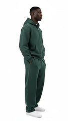 Heavyweight Full-Zip Unisex Men Hoodie - Green/Velvet Off White - Mount Alpha Clothing®