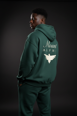 Heavyweight Full-Zip Unisex Men Hoodie - Green/Velvet Off White - Mount Alpha Clothing®