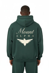 Heavyweight Full-Zip Unisex Men Hoodie - Green/Velvet Off White - Mount Alpha Clothing®