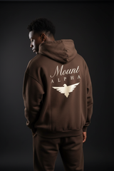 Heavyweight Full-Zip Unisex Men Hoodie - Brown/Velvet Off White - Mount Alpha Clothing®