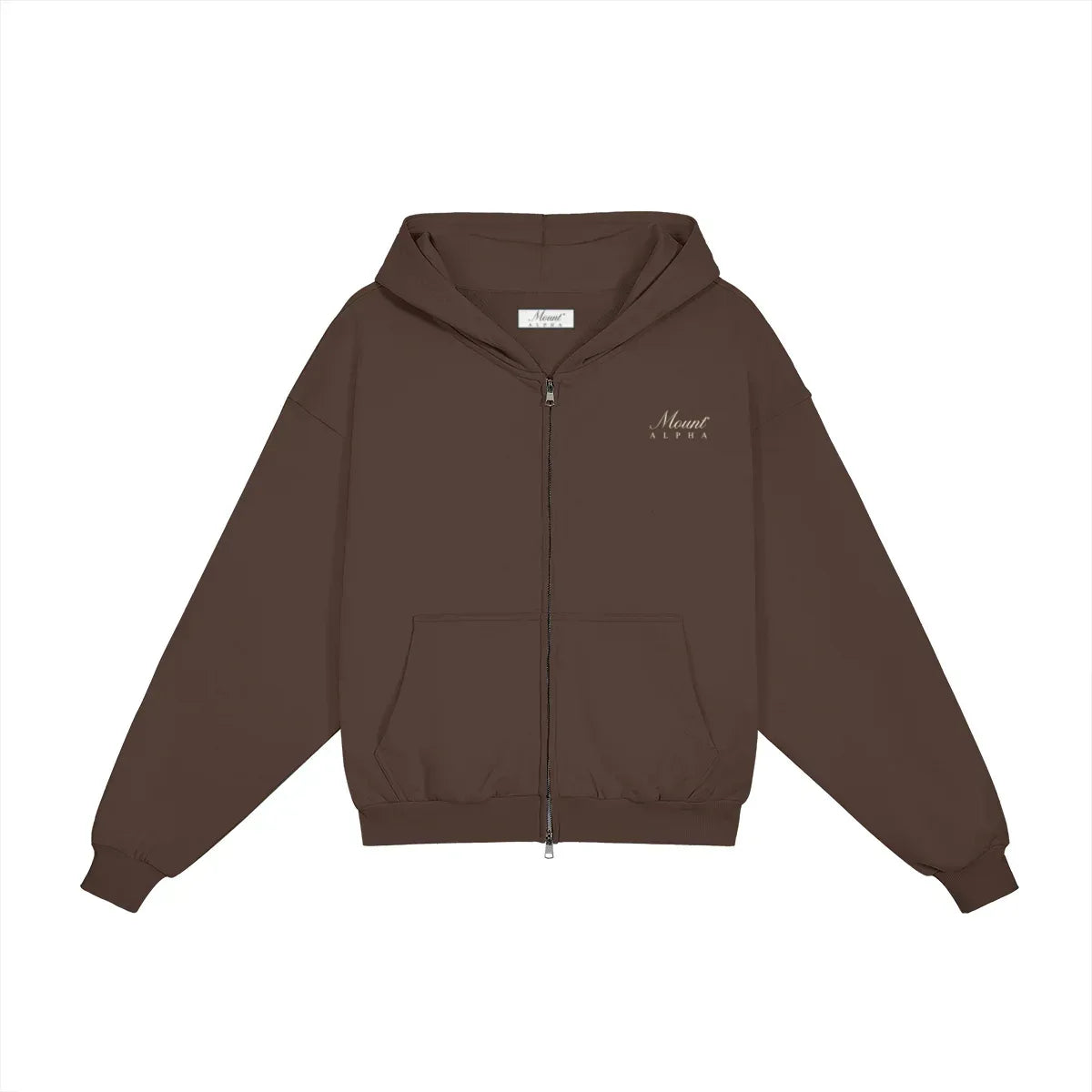 Heavyweight Full-Zip Unisex Men Hoodie - Brown/Velvet Off White - Mount Alpha Clothing®