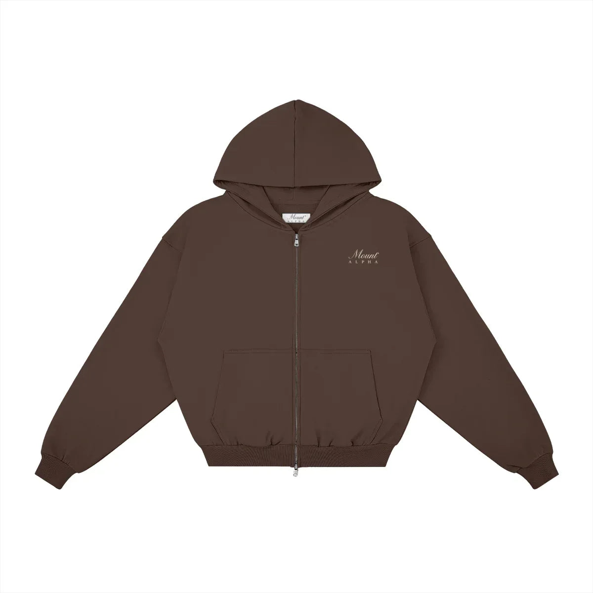 Heavyweight Full-Zip Unisex Men Hoodie - Brown/Velvet Off White - Mount Alpha Clothing®
