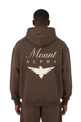 Heavyweight Full-Zip Unisex Men Hoodie - Brown/Velvet Off White - Mount Alpha Clothing®