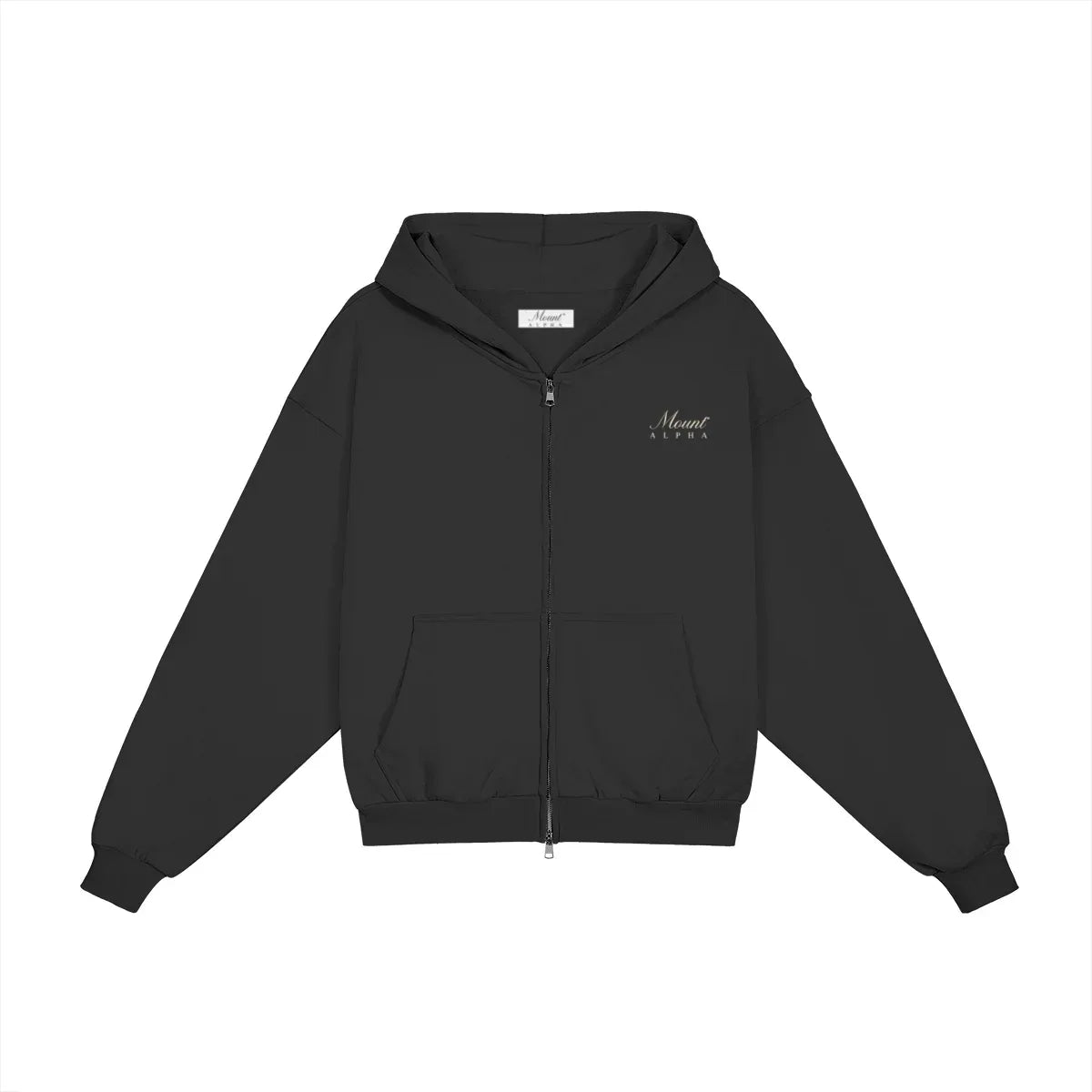 Heavyweight Full-Zip Unisex Men Hoodie - Black/Velvet Off White - Mount Alpha Clothing®
