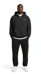 Heavyweight Full-Zip Unisex Men Hoodie - Black/Velvet Off White - Mount Alpha Clothing®