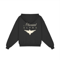 Heavyweight Full-Zip Unisex Men Hoodie - Black/Velvet Off White - Mount Alpha Clothing®