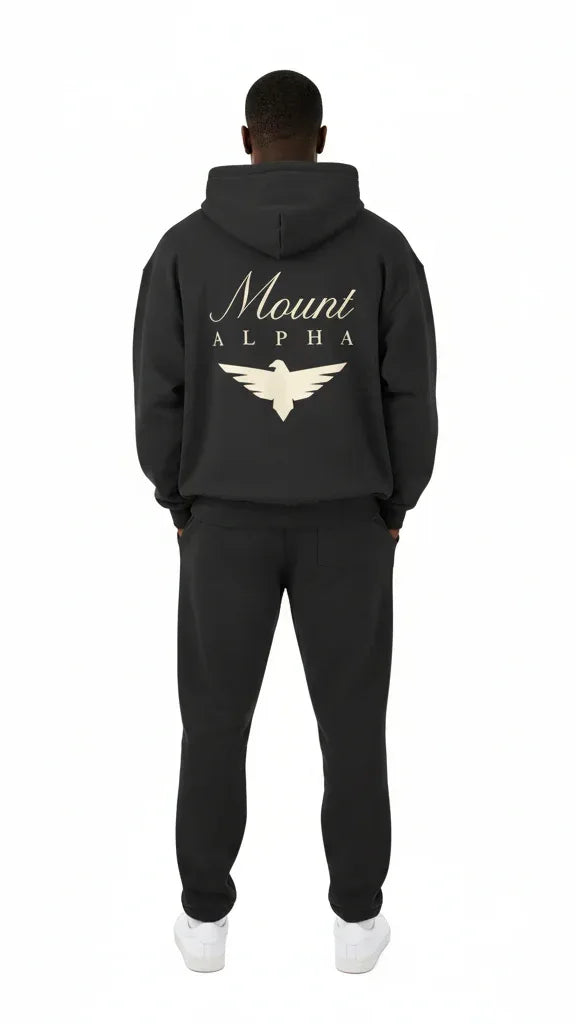 Heavyweight Full-Zip Unisex Men Hoodie - Black/Velvet Off White - Mount Alpha Clothing®