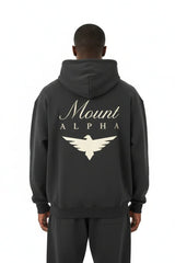 Heavyweight Full-Zip Unisex Men Hoodie - Black/Velvet Off White - Mount Alpha Clothing®