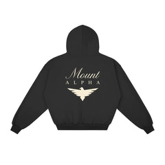 Heavyweight Full-Zip Unisex Men Hoodie - Black/Velvet Off White - Mount Alpha Clothing®