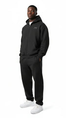 Heavyweight Full-Zip Unisex Men Hoodie - Black/Velvet Off White - Mount Alpha Clothing®