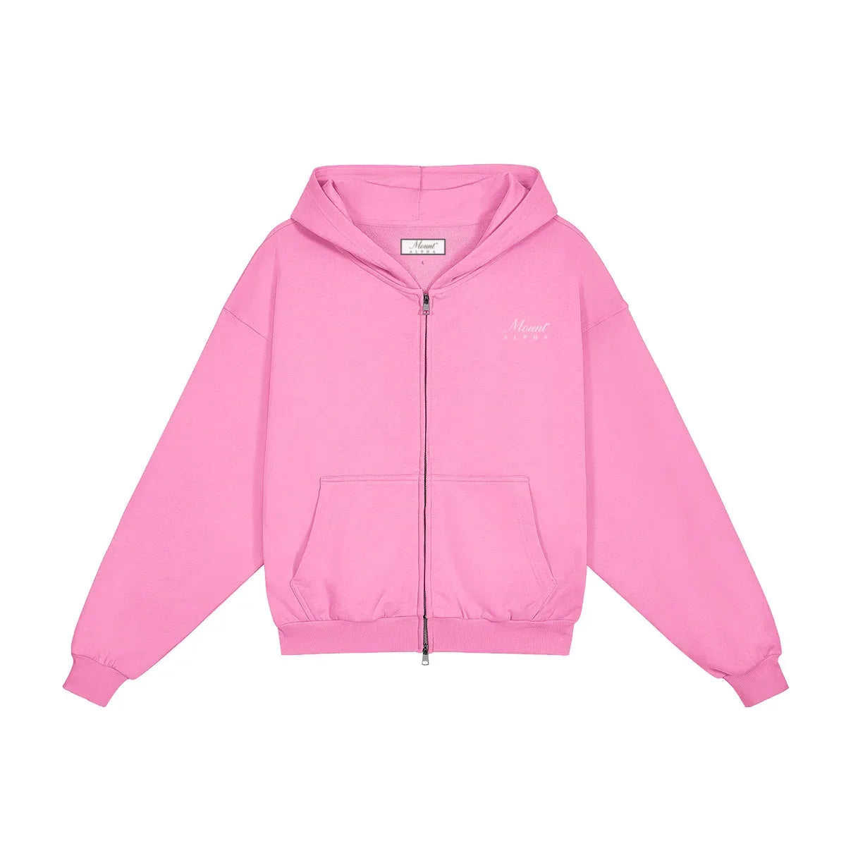 Heavyweight Full-Zip Unisex Men Hoodie - Pink/Velvet White - Mount Alpha Clothing®