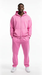 Heavyweight Full-Zip Unisex Men Hoodie - Pink/Velvet White - Mount Alpha Clothing®